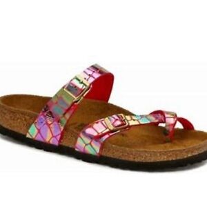Birkenstock Mayari Raspberry Gator Gleam sandals